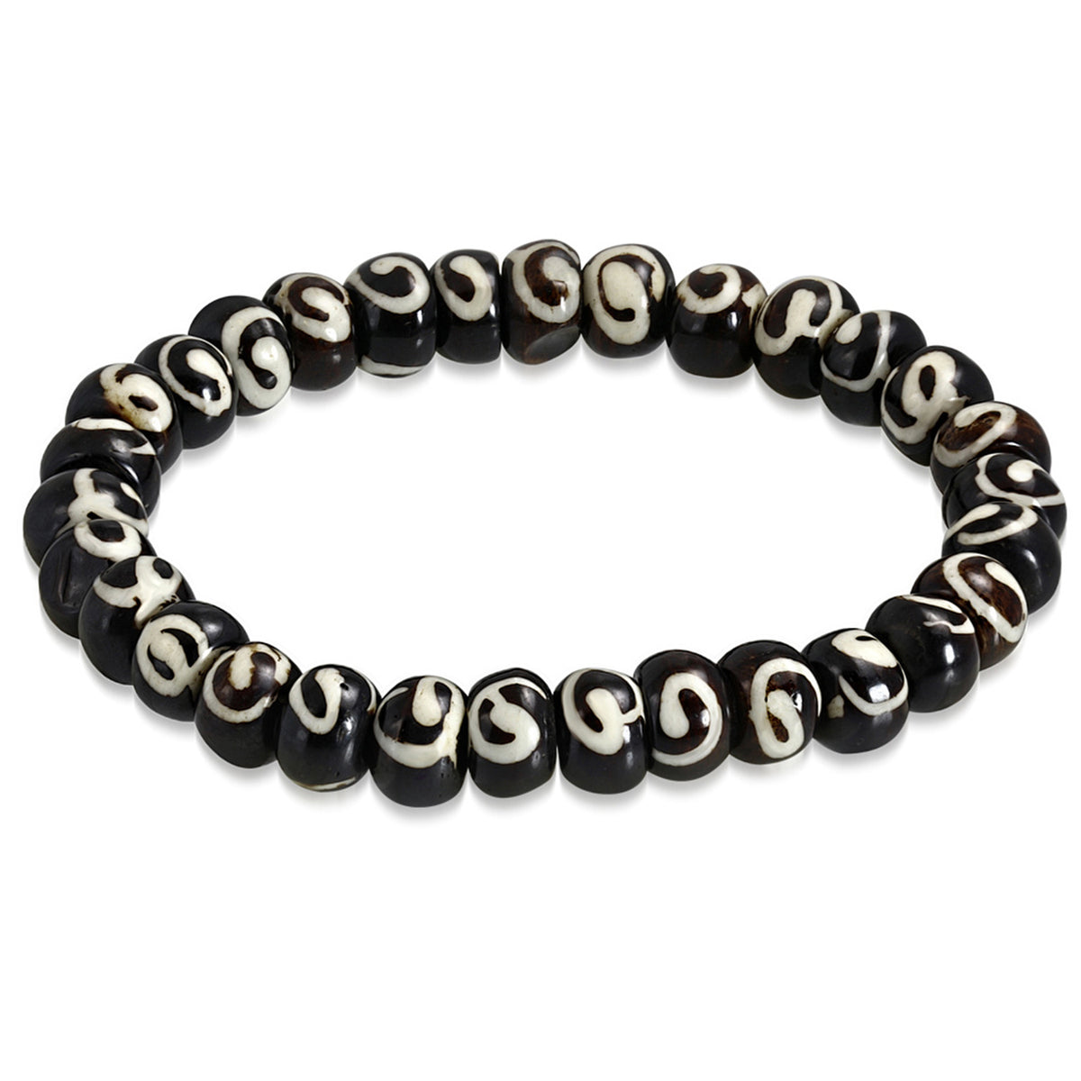 Natural Midnight Black Coral Molten Lava Rock Stone Beads Stretch Bracelet