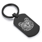 Stainless Steel Geometric Polygon Brown Bear Dog Tag Keychain - Comfort Zone Studios