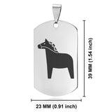 Stainless Steel Dala Horse Good Luck Charm Dog Tag Pendant