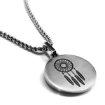 Stainless Steel Dream Catcher Good Luck Charm Round Medallion Pendant