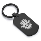 Stainless Steel Hamsa Good Luck Charm Dog Tag Keychain