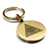 Stainless Steel Masonic All Seeing Eye Symbol Round Medallion Keychain