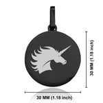 Stainless Steel Mythical Unicorn Head Round Medallion Keychain