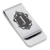 Stainless Steel Royal Crest Alphabet Letter J initial Classic Slim Money Clip