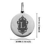 Stainless Steel Royal Crest Alphabet Letter L initial Round Medallion Pendant