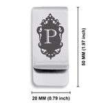 Stainless Steel Royal Crest Alphabet Letter P initial Classic Slim Money Clip