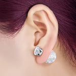 Stainless Steel Double Sided 8 MM CZ &amp; 15 MM Crystal Candy Ball Stud Earrings - Comfort Zone Studios