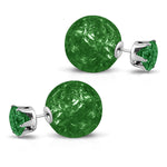 Stainless Steel Double Sided 8 MM CZ &amp; 15 MM Crystal Candy Ball Stud Earrings - Comfort Zone Studios