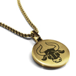 Stainless Steel Taurus Zodiac (Bull) Round Medallion Pendant