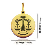 Stainless Steel Libra Zodiac (Scales) Round Medallion Pendant