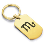 Stainless Steel Astrology Scorpio (Scorpion) Sign Dog Tag Keychain - Comfort Zone Studios